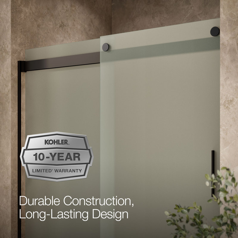 Levity 74" H x 59.63" W Bypass Shower Door with CleanCoat® Technology, Anodized Dark Bronze, Frosted