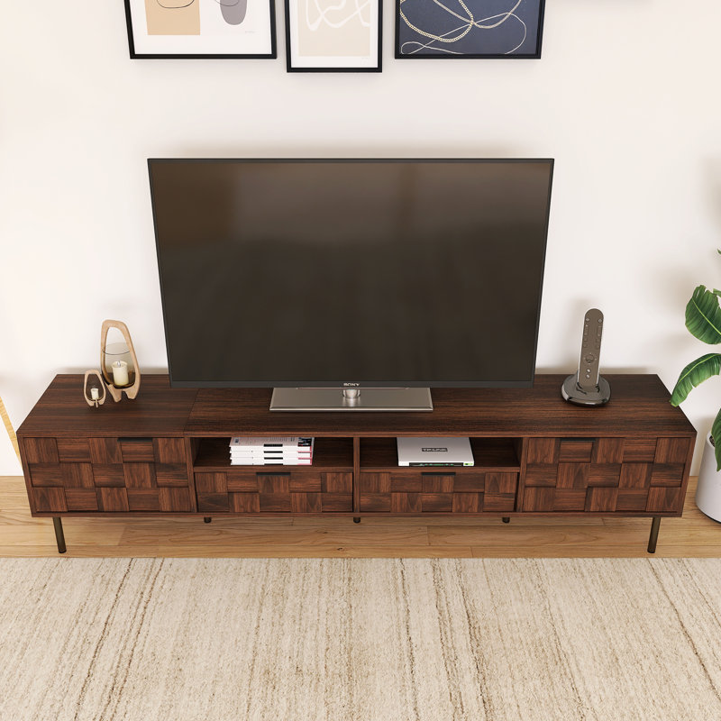 2 Drawers Modern TV Stand Fits Tvs Up To 70 To 79 In., Dark Brown