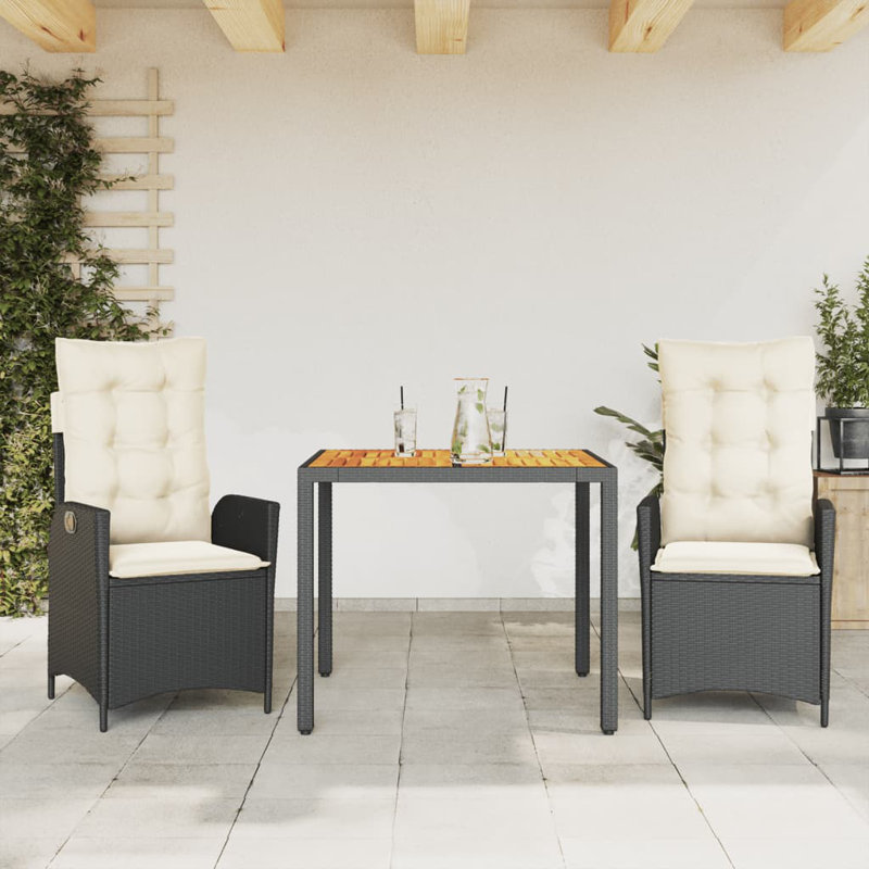  Garden Dining Set Black, Cream White