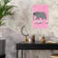 Pink Skating Elephant Contemporary Wall Art Print 1 Piece Wrapped Canvas Wall Art-218030215