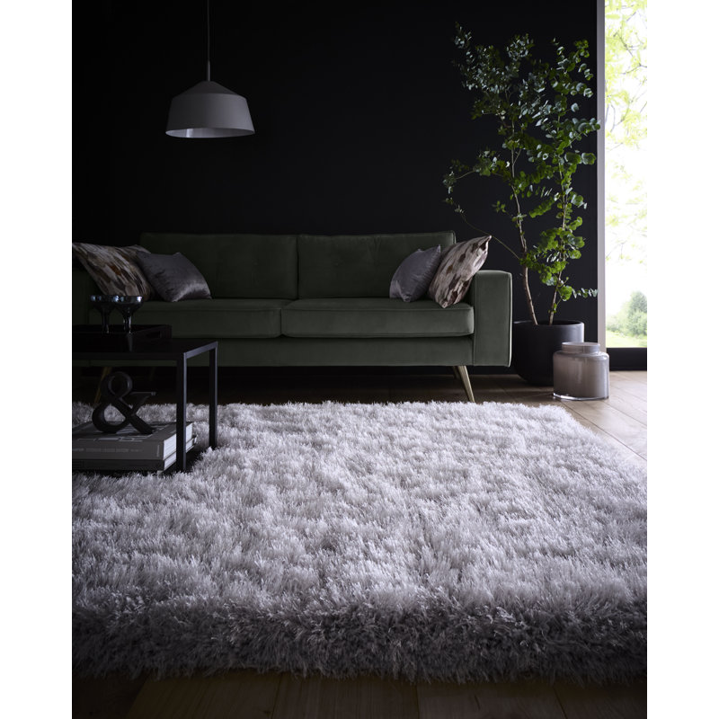 Barksdale Shaggy Area Rug Silver, Rectangle 60 x 120cm