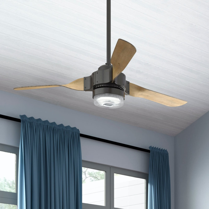 54" Apache 3 - Blade LED Smart Standard Ceiling Fan with Remote Control, Noble Bronze
