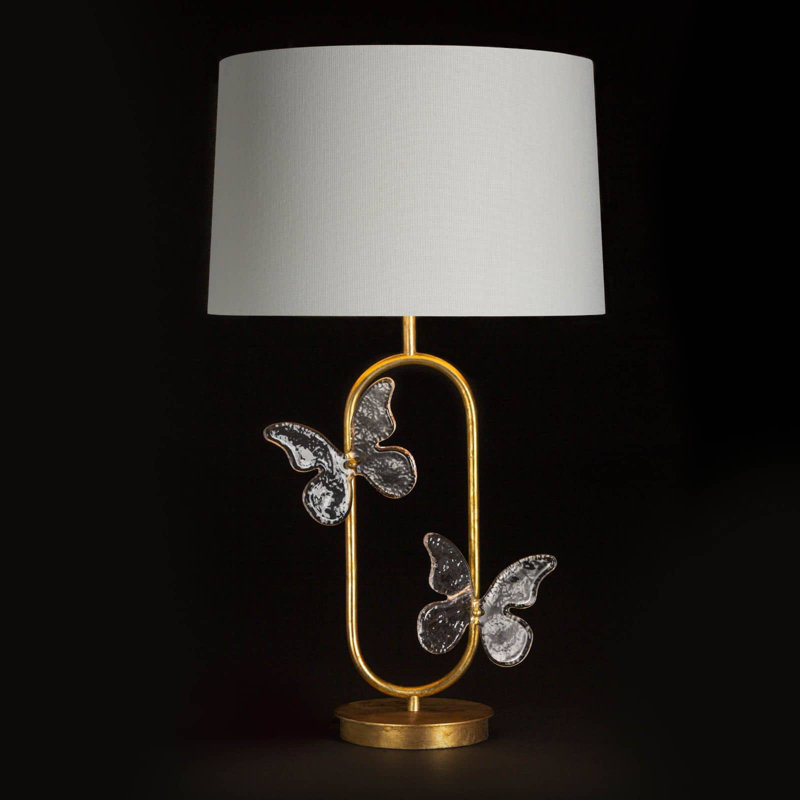 Antique Gold Leaf Adjustable Table Lamp with Linen Shade