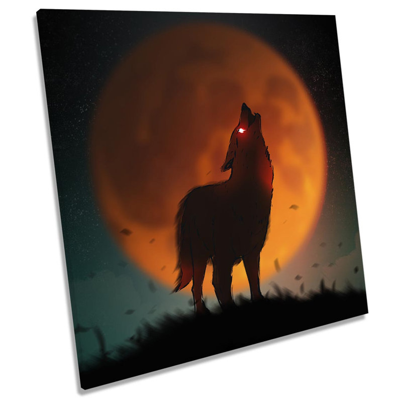 Wolf Moonlight - Wrapped Canvas Print, 60cm H x 60cm W x 2cm D
