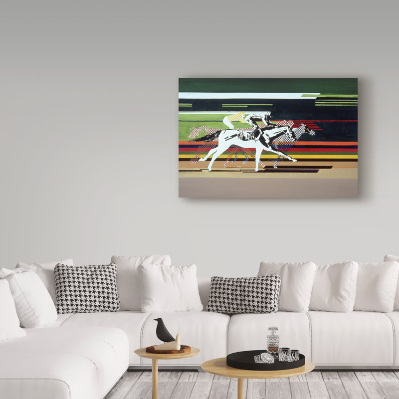 «Race Horses» par Beverly Doyle, reproduction sur toile, H 16 po x l 24 po x P 2 po
