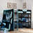 Gaming Loft Bed With Desk, Shelves And Led Lights-975710217