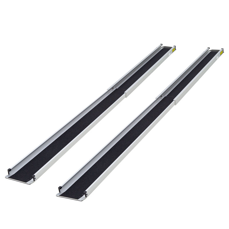 Rampes télescopiques argentées pour fauteuil roulant, H 1,875 po x l 7,5 po x P 120 po