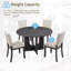 Ensemble de salle à manger rond 47,3 po avec 4 chaises rembourrées, ensemble de table de salle à manger moderne pour 4, ensemble de table de salle à manger 5 pièces pour salon, cuisine, noir antique et beige