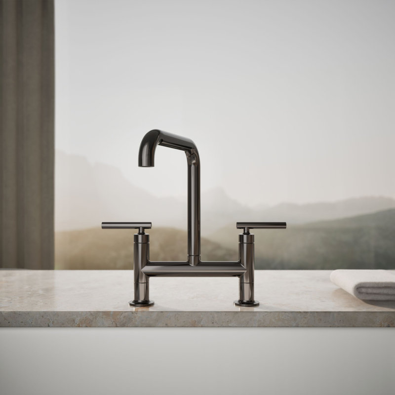 Purist® Two-Hole Deck-Mount Bridge Kitchen Sink Faucet, Vibrant Titanium