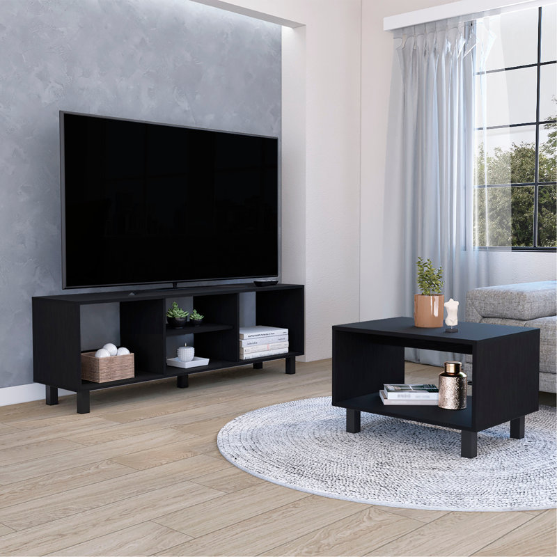 Ensemble de salon Eclipse Duo avec meuble télé et table basse avec accents en acier