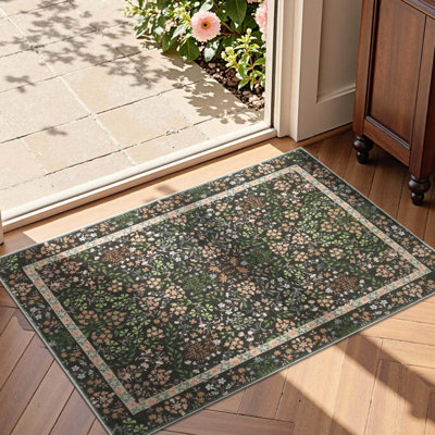 Floral Machine Washable Area Rug