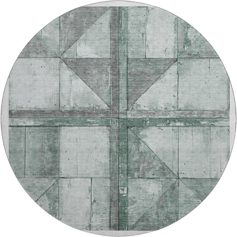 Premium Machine Washable Crestover AMF1876 Geometric Rug, Round 8'