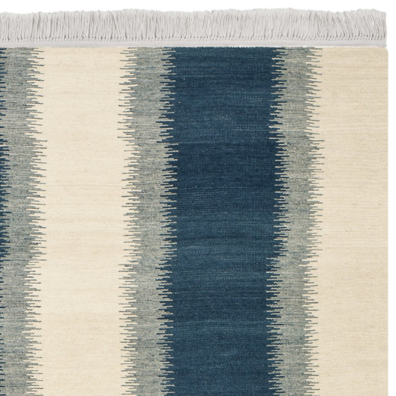 Fitzpatrick Hand Woven Wool Striped Rug, Square 7'