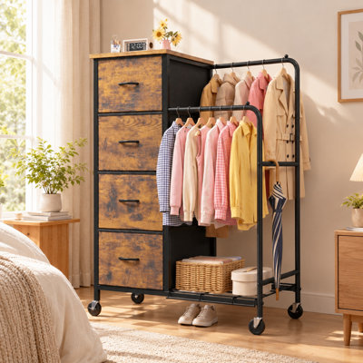 120 cm Chest of Drawers with Double Clothes Rail