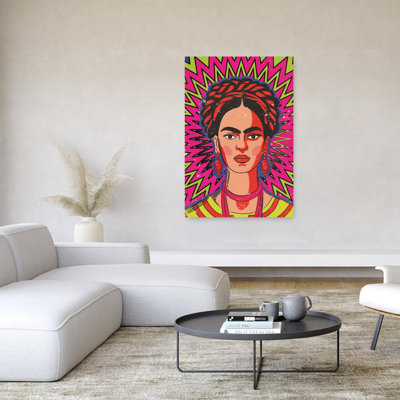 Vibrant Frida Kahlo Bold Colorful Modern Portrait City Wall Art Print 1 Piece Wrapped Canvas Wall Art