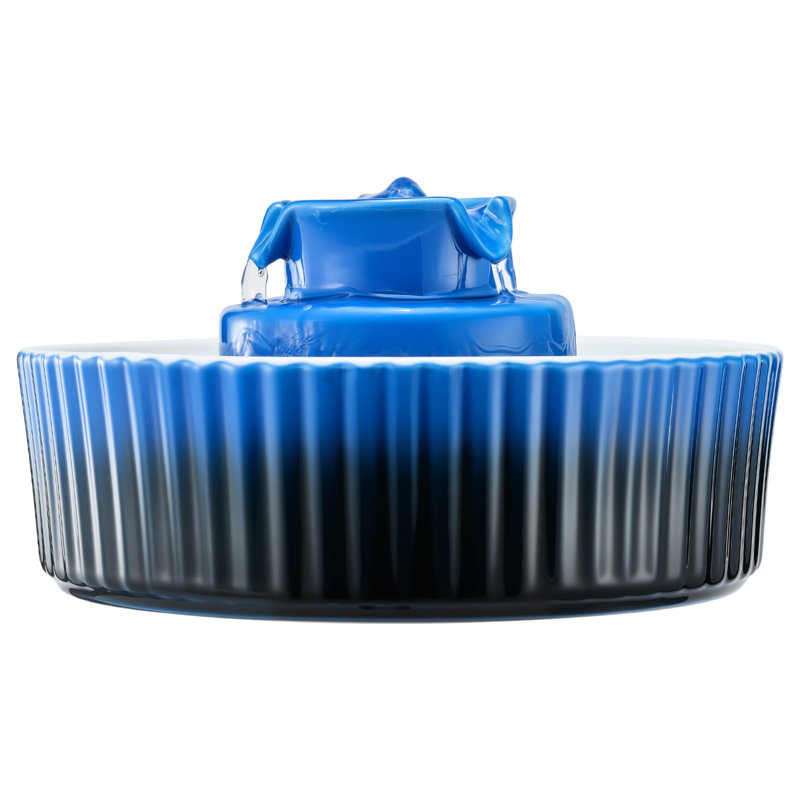 Fontaine en céramique pour chat 2,1 l, 360 à boire pour les animaux de compagnie, teinture - céramique, fontaine à double filtration de style petit gâteau de 2,1 l, surface, nettoyage à haute température