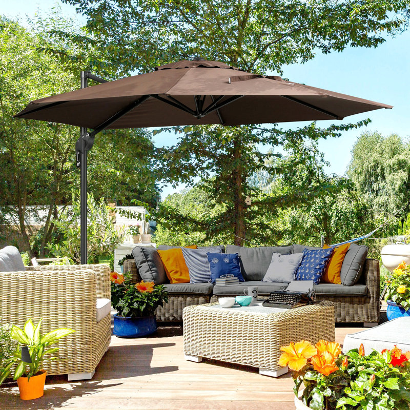 Parasol de patio décalé 10 pi avec base Outsunny