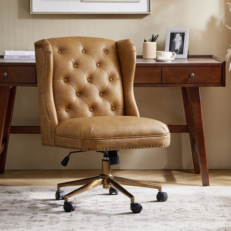 Fauteuil de bureau à oreilles Hazel, Chameau