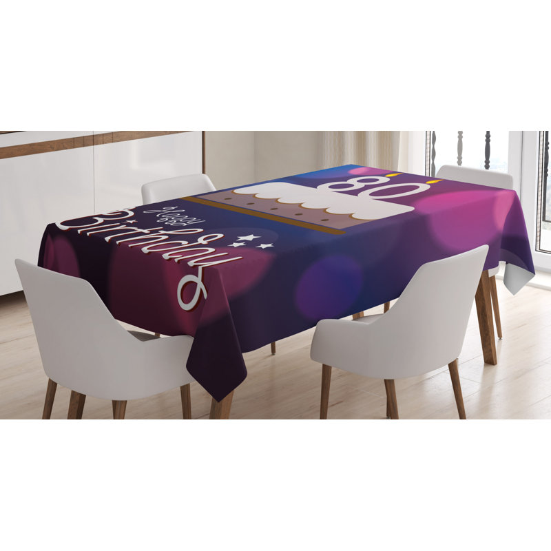 80Th Birthday Tablecloth, 84" L x 60" W
