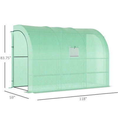 Walk-In Greenhouse 10'X5'x7', Galvanized Steel, 2 Entrances & Windows, Pe Cover, 3 Shelves, -Blocking Feature 10'X5'x7' Plant Nursery Greenhouse, Doors, Steel Frame