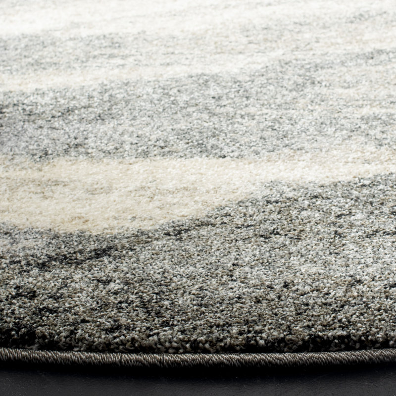 Tapis gris / ivoire Kruse, Rond 3 pi, Grey