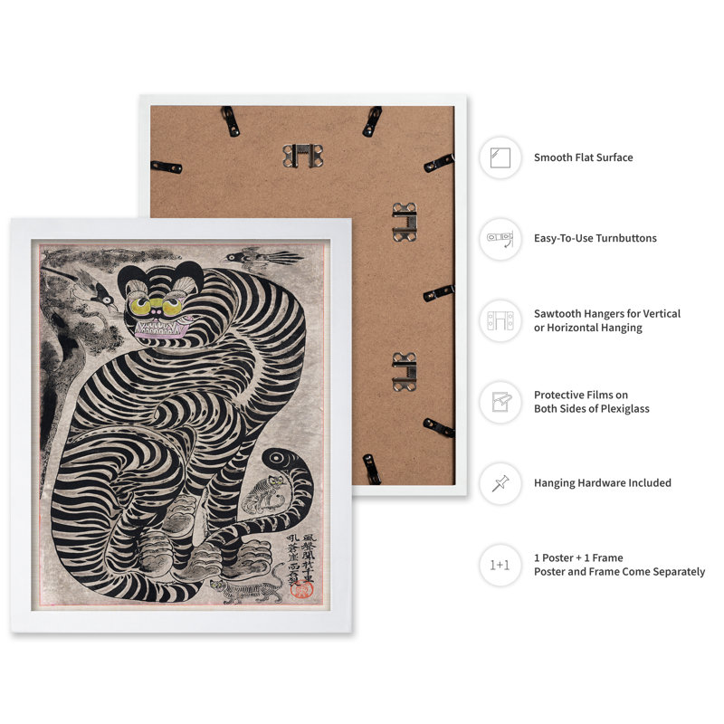 Tigre talismanique, Poster, 24"H x 32"W, White Framed