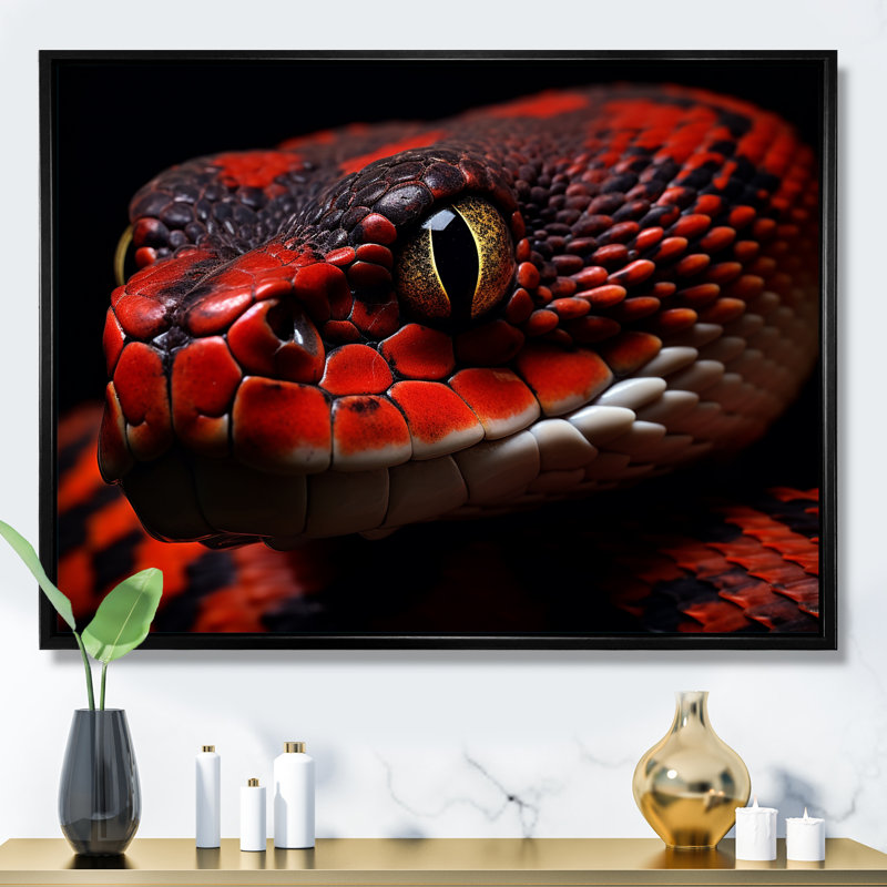 Serpents Stare - Snake Animal, reproduction d'art mural, Cadre flottant noir, H 34 po x l 44 po x P 1,5 po
