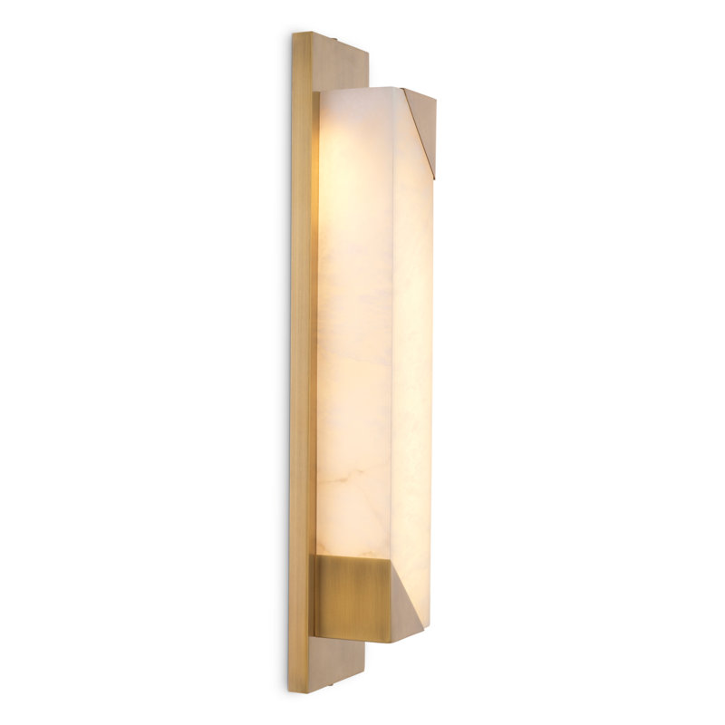 Wall Lamp Scilla Antique Brass Finish Alabaster