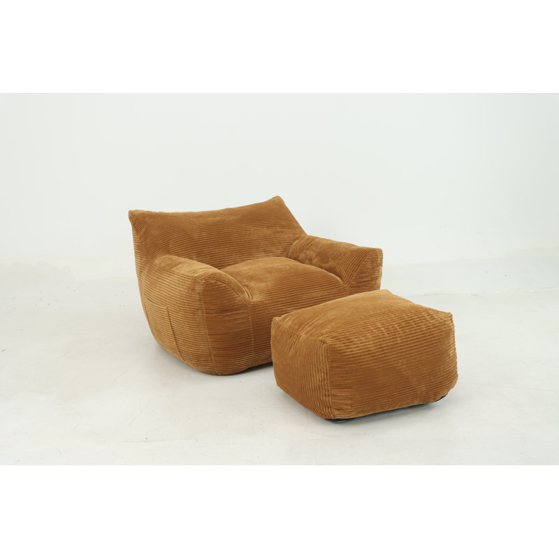Fauteuil à billes pour le salon, canapé paresseux surdimensionné et confortable, Velours côtelé brun