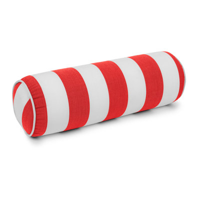 Sherry Kline's Cabana Stripe "Designer's Choice" Outdoor/Indoor Neckroll Bolster With Cording, Customized Cut, Zippered Opening For Removable Cover. Filled With Polyurethane Foam Insert. Fill Does Not Go Flat Like Polyester Fill. The Cover Is Machine Was