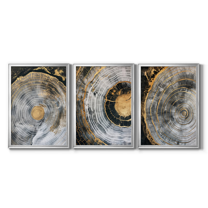 ABSTRACT Series CCXLVII - Toile tendue avec châssis sur mesure - 3 pièces, H 19 po x l 27 po