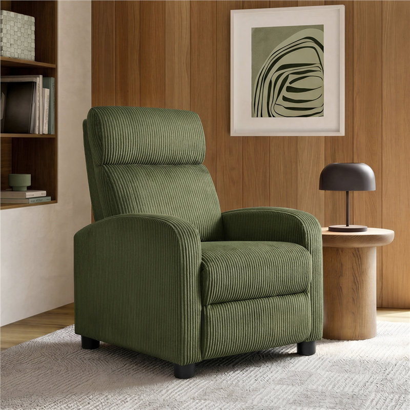 Fauteuil inclinable moderne en velours côtelé pour le salon, Vert foncé