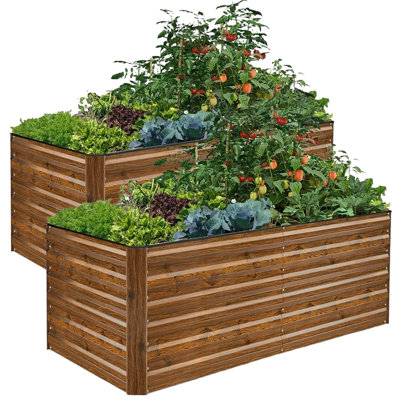 Ensemble de lit de jardin surélevé galvanisé 2Pack Denishia, jardinière en métal