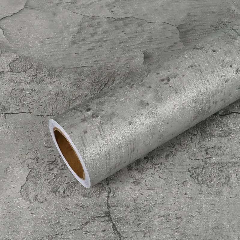 Papier peint auto-adhésif texturé auto-adhésif 15,7 "x118" pour murs, comptoirs, meubles - aspect ciment industriel, imperméable, amovible et convivial