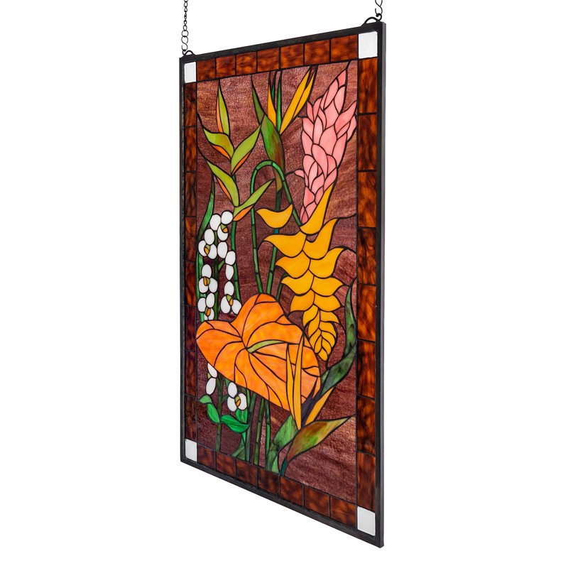 Tiffany Tropical Floral Stained Glass Window