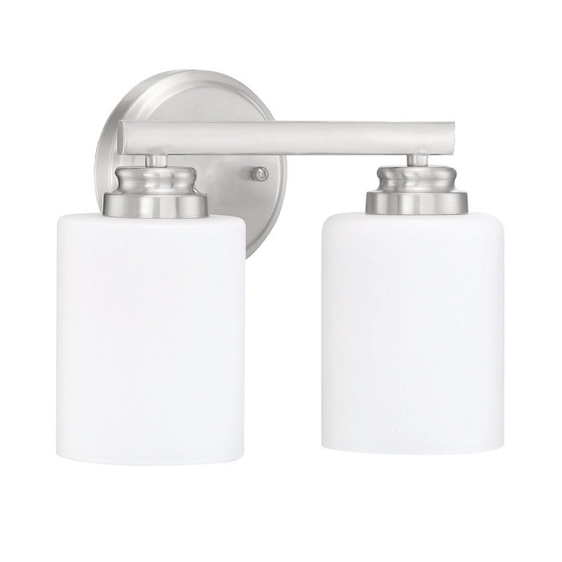 Éclairage de salle de bain à intensité variable 2 lumières Berntraud, Nickel poli brossé, Blanc givré