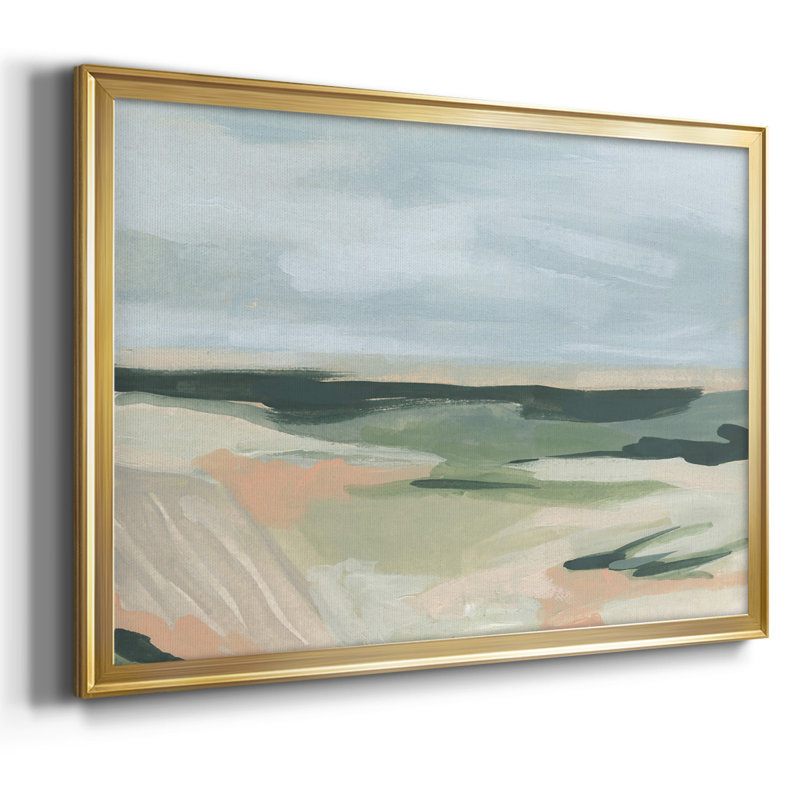 Toile tendue avec cadre Pastel Plains II_2766030, H 18 po x l 26 po x P 1,5 po, Or