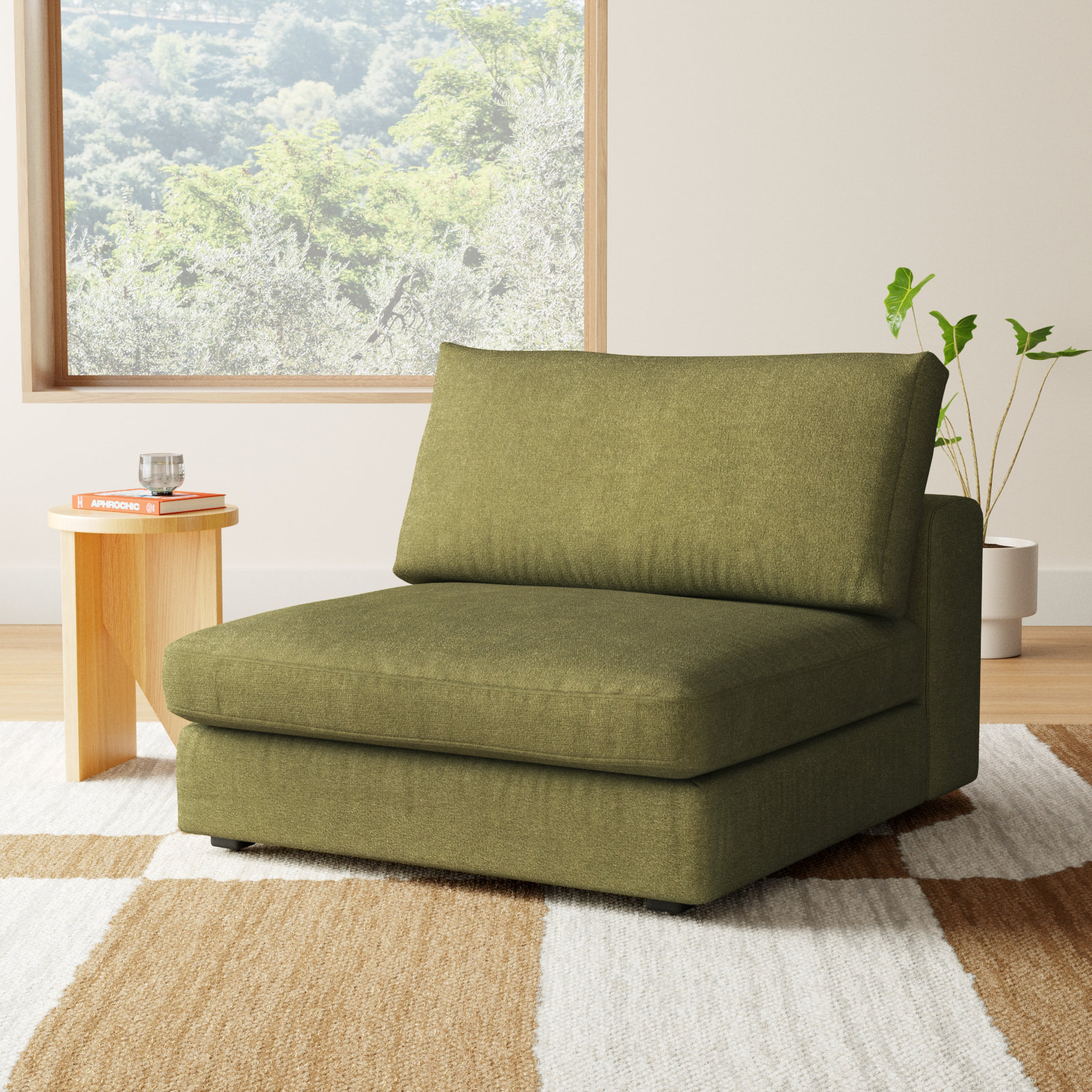 Ojai Upholstered Accent Chair, Green Chenille