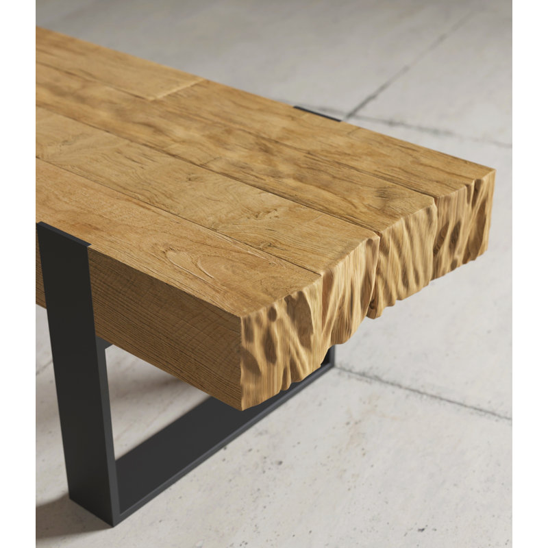 Fleener Solid Wood Top Coffee Table, 14" H x 55.25" W x 15.5" D