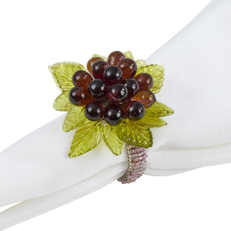Rond de serviette perlé, Mauve