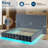 Floating Upholstered Bed Frame with Oversized Headboard and RGB LED Lighting-709867142-709867137