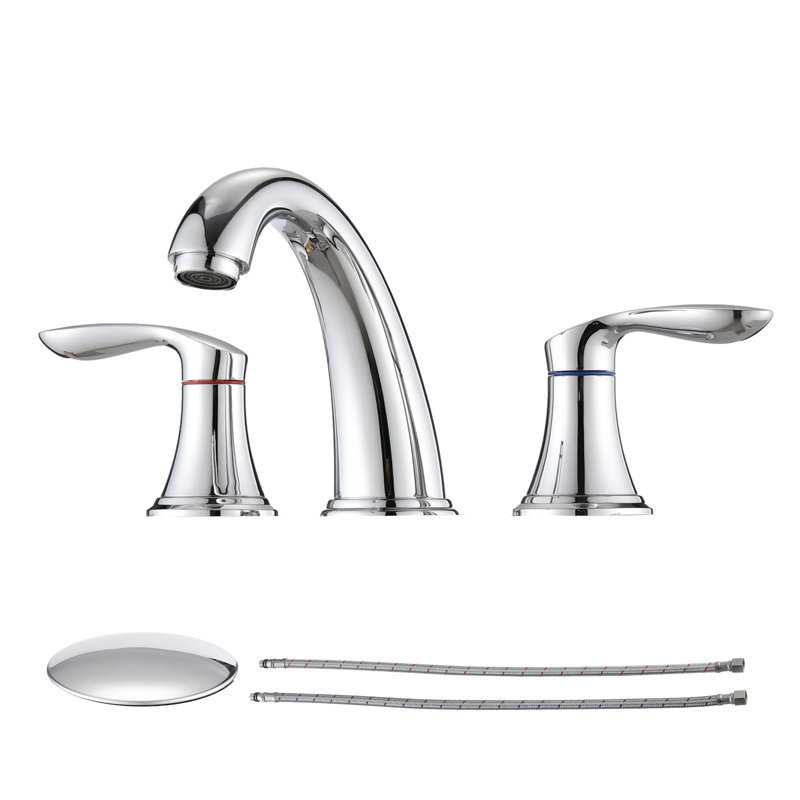 2-handle Bathroom Faucet with Drain Assembly, Chrome