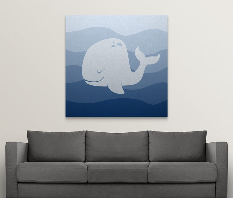 « baleineing subaquatique-chambre d’enfant circle », impression, Toile, H 16 po x l 16 po x P 1,25 po