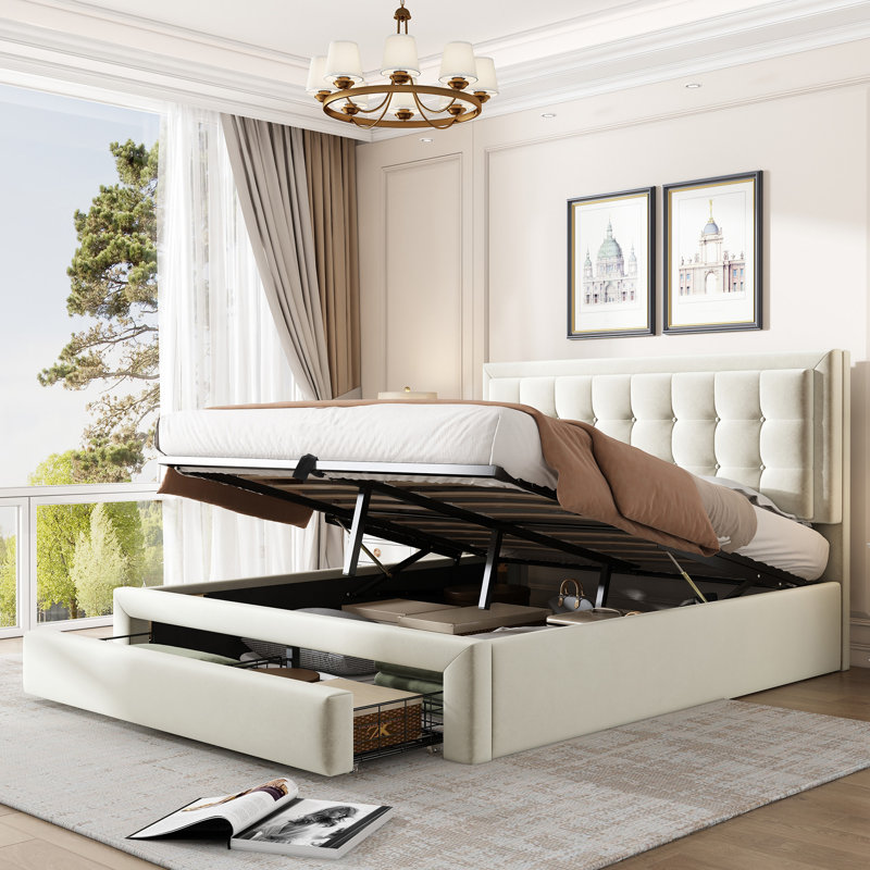 Upholstered Bed, Cream, Double (4'6)