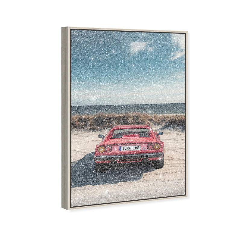 Surftime Car Canvas Transportation Print by Oliver Gal, 16"H x 11"W, Silver Frame