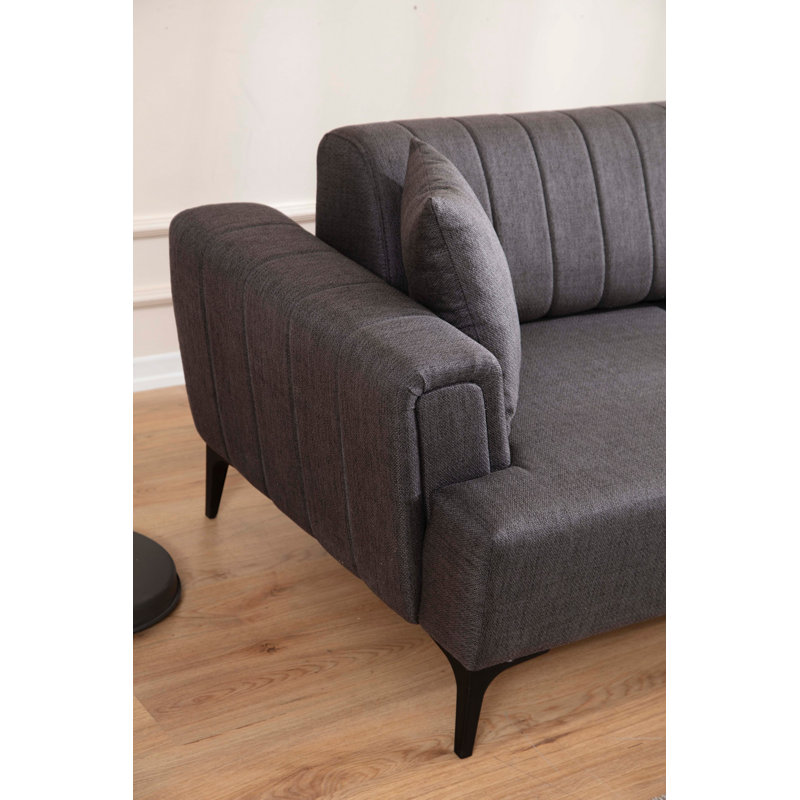 Canapé-lit d'angle, Mélange de polyester gris, Orienté à droite