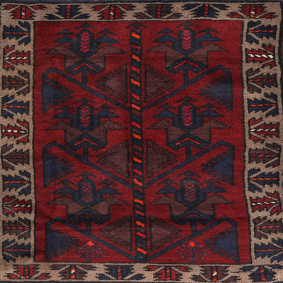 Tapis oriental rouge / gris