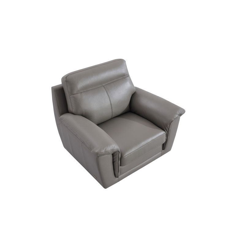 Owen 46.5" Wide Top Grain Leather Armchair, Gray Genuine Leather