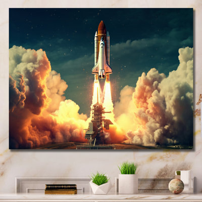 «Vintage Spaceship Rocket II», reproduction sur toile