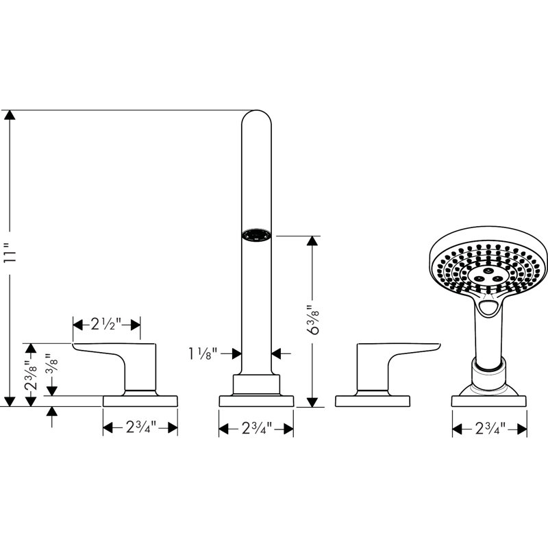 Citterio M Tub Filler with Diverter, Chrome